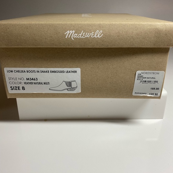 Madewell Embossed Snake Skin Print Leather Chelsea Booties Size 8 NEW! - Picture 7 of 7